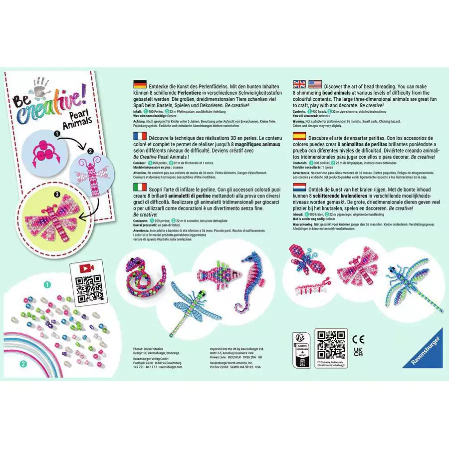 Ravensburger BeCreative Pearl Animals bunt