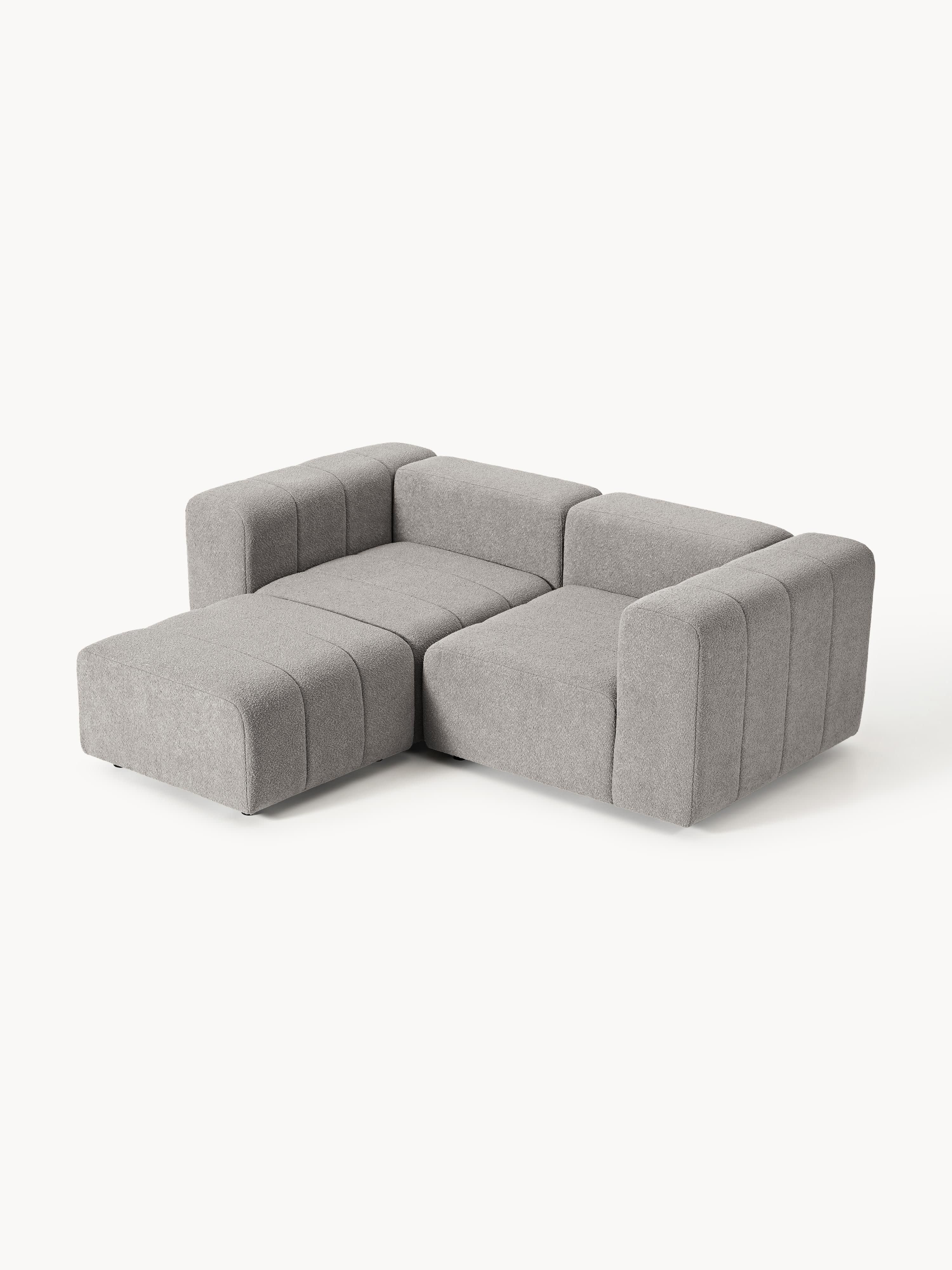 Modulaire bouclé bank Lena (3-zits) met poef (links/rechts)