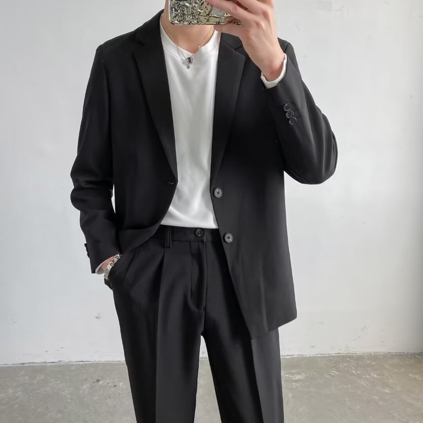 Urtishia - Effen blazer met één knoop