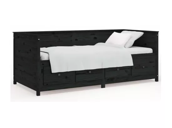 Lit de jour sans matelas noir 90x190 cm bois de pin massif