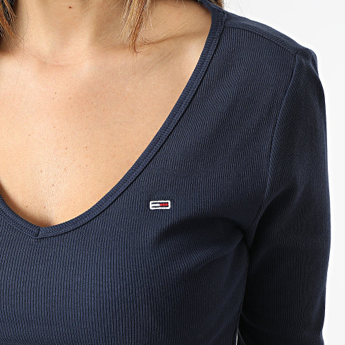 Tee Shirt Manches Longues Crop Femme Baby Rib 4278 Bleu Marine