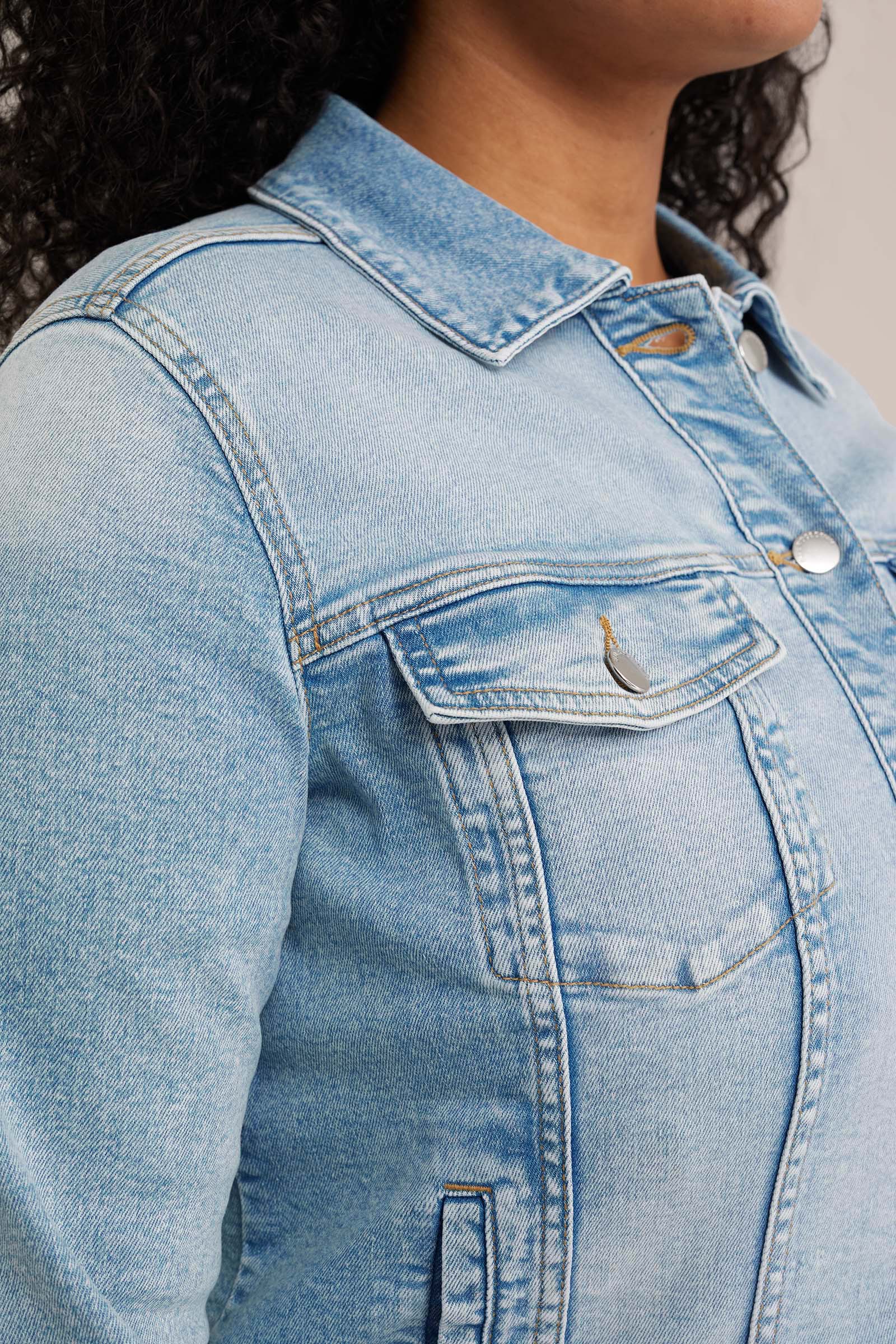 denim jack met comfortstretch - Curve Blue Ridge Blauw
