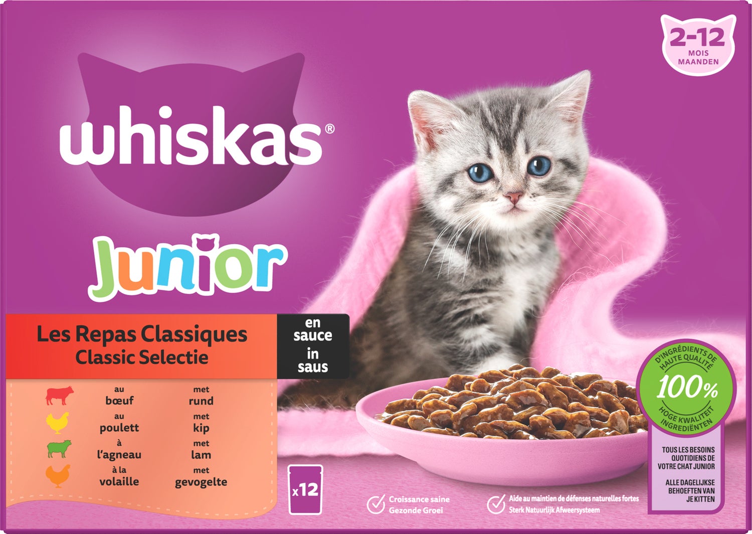 Whiskas kattenvoer in saus Classic Selectie kitten 85 g 12 stuks