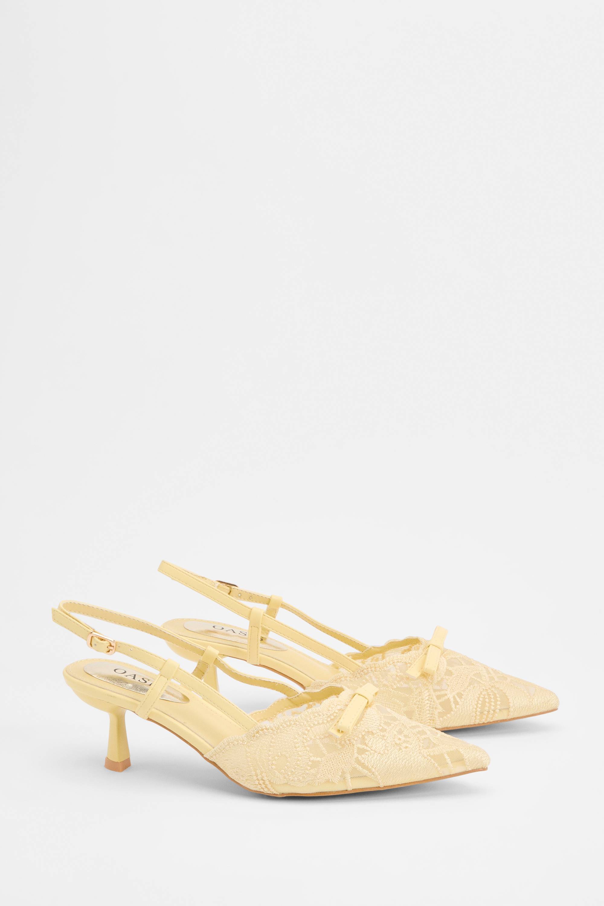 Oasis Escarpins À Bride Arrière Kitty En Dentelle Avec Nœud Et Petit Talon