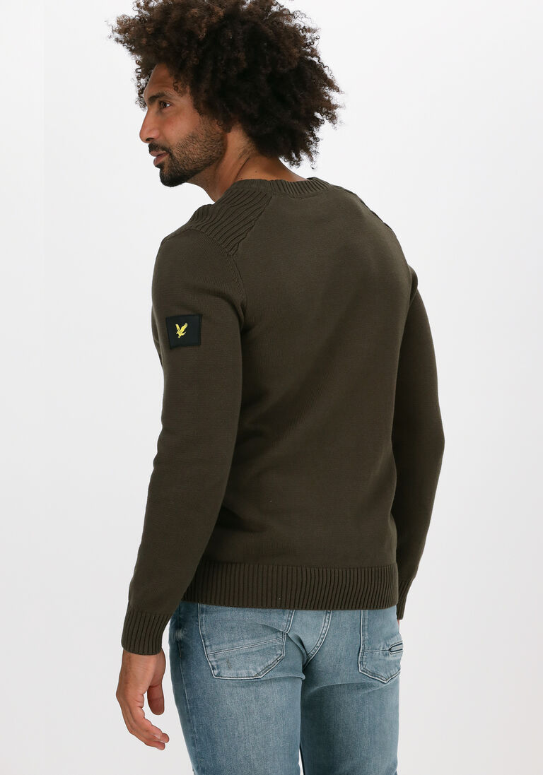 LYLE & SCOTT groene lyle & scott trui shoulder detail crew neck knit