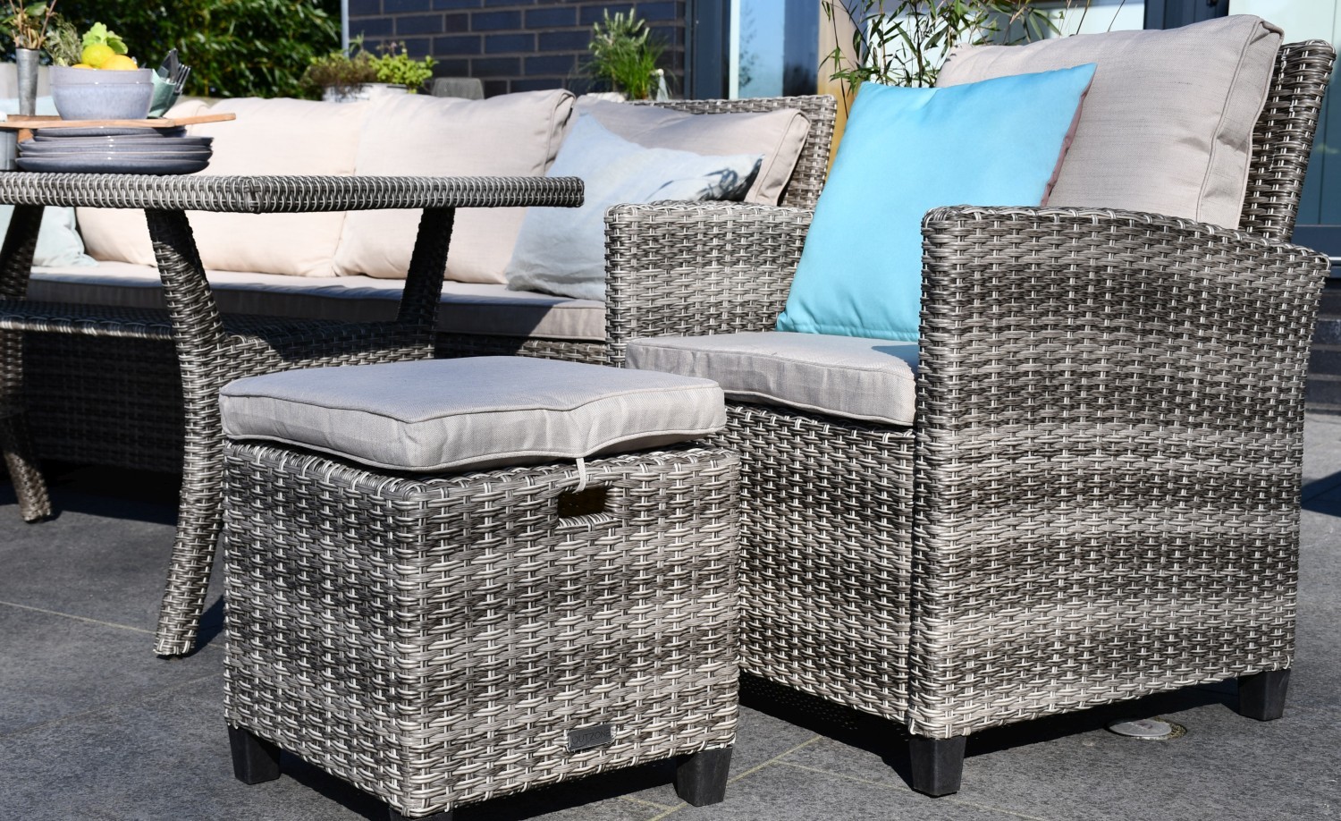 Lounge-Set - grau - für 8 Personen - inklusive Kissen