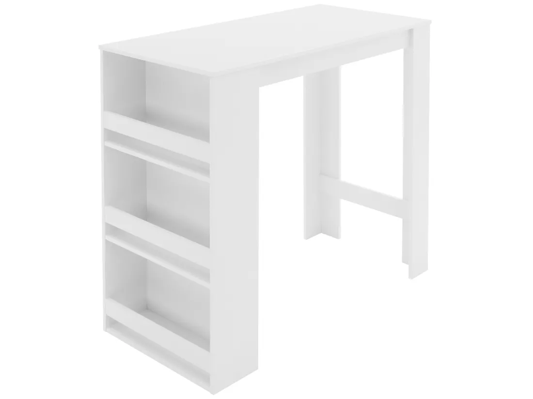 Table de bar blanc avec étagère rangement table de bistrot cuisine ML-DESIGN