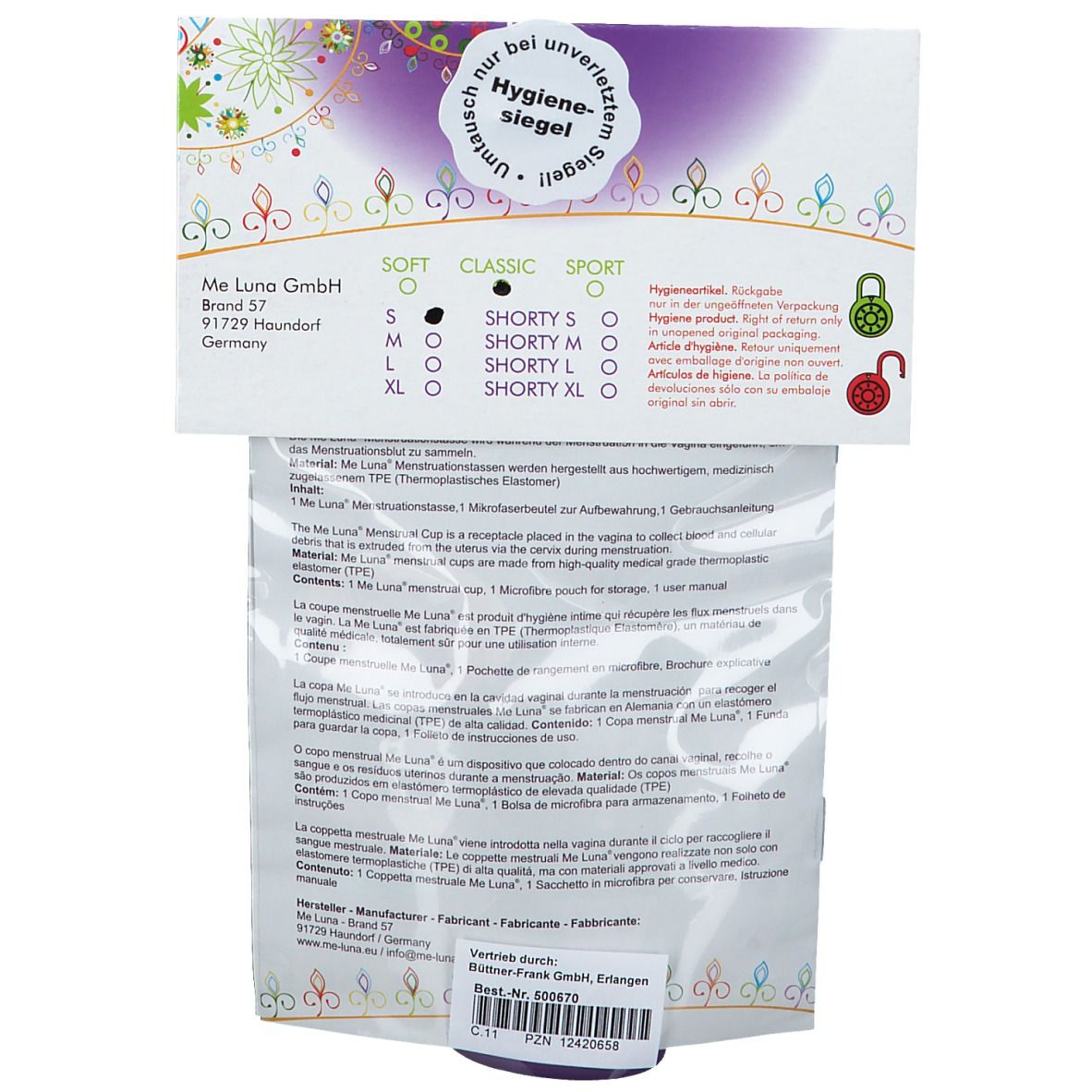 Me Luna® Menstruationstasse Classic Gr. S