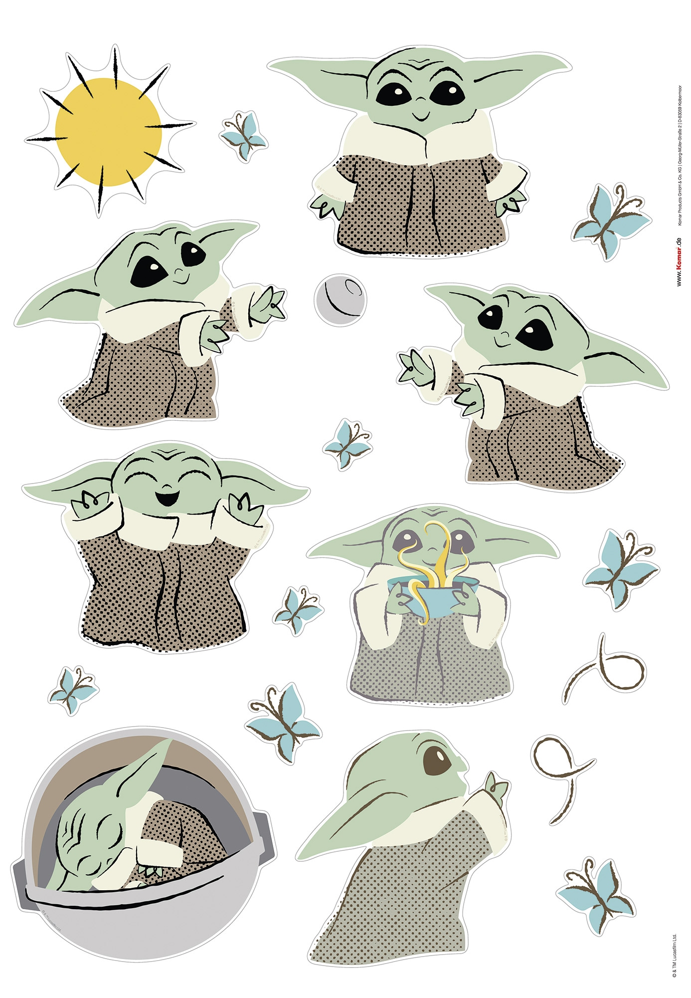 Komar Wandtattoo »Star Wars The Mandalorian Grogu Sunshine« 50 x 70 cm (Breite x Höhe) - Kinderzimmer, Wandsticker
