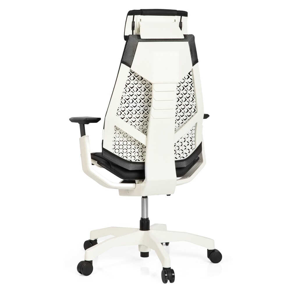 High End Bürostuhl GENIDIA PRO WHITE Leder mit Armlehnen hjh OFFICE