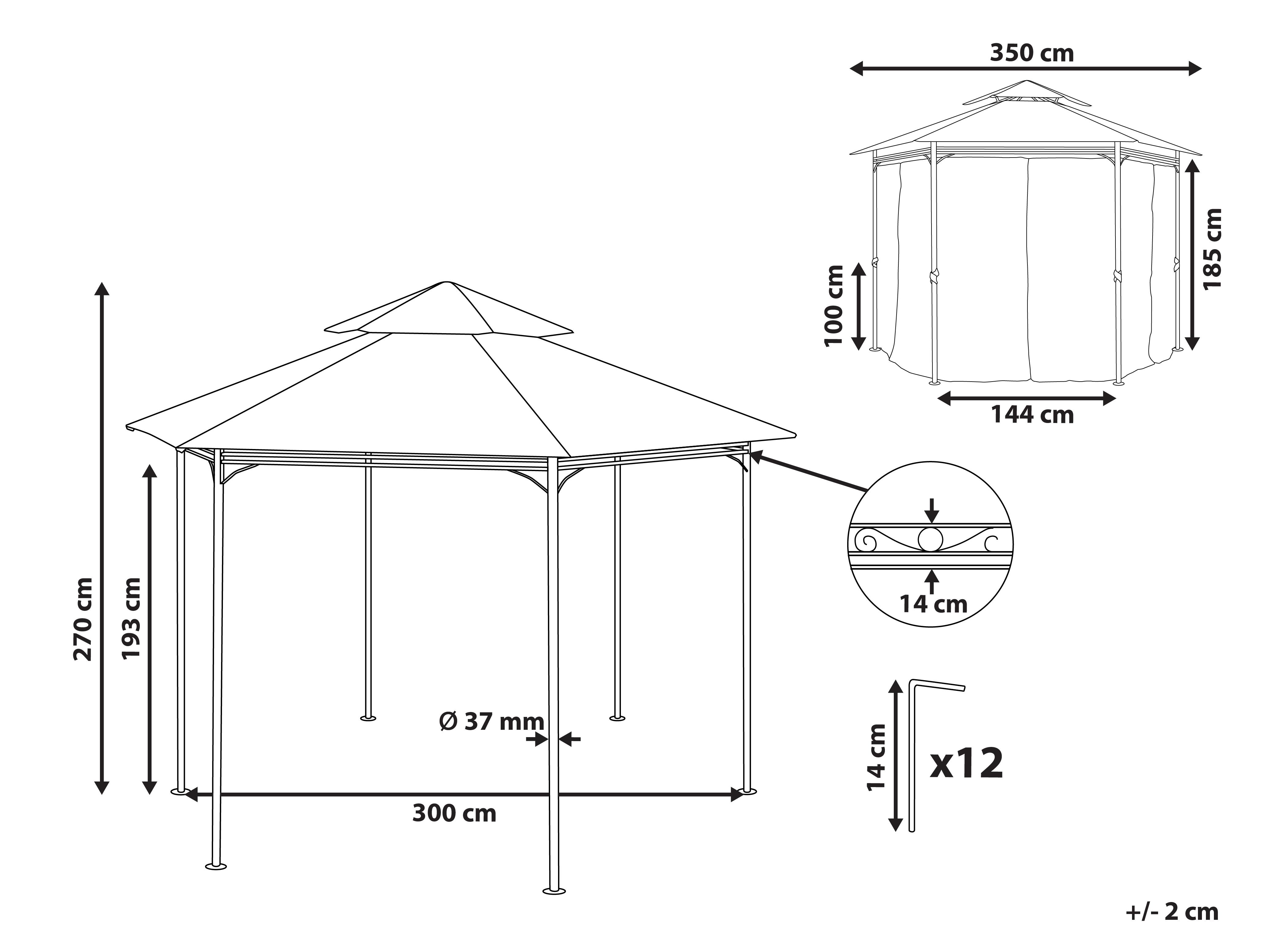 Paviljoen PORTEL Metaal 350 cm 350 cm Beige
