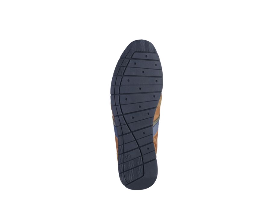 Sneakers homme Velours Cognac et Vert - MELINGA