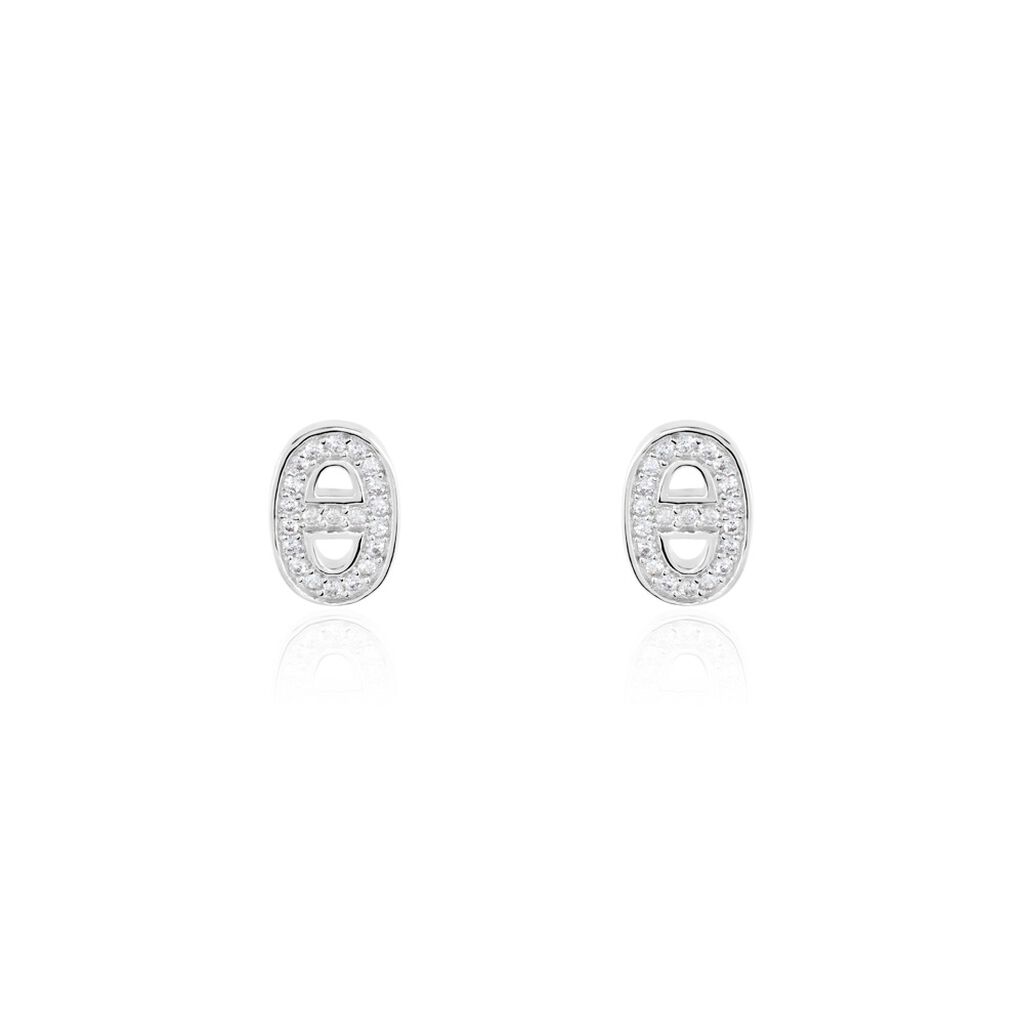 Boucles D'oreilles Puces Argent Blanc Caprina Oxydes De Zirconium