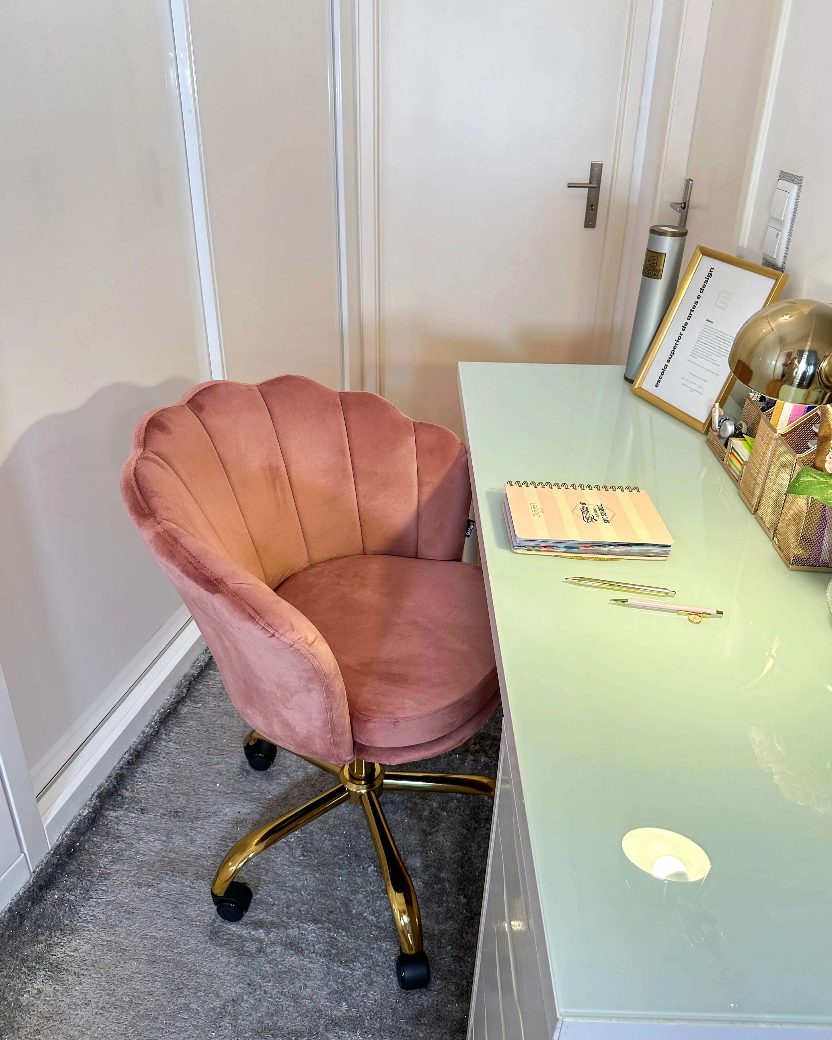Bureaustoel MONTICELLO Fluweel Roze