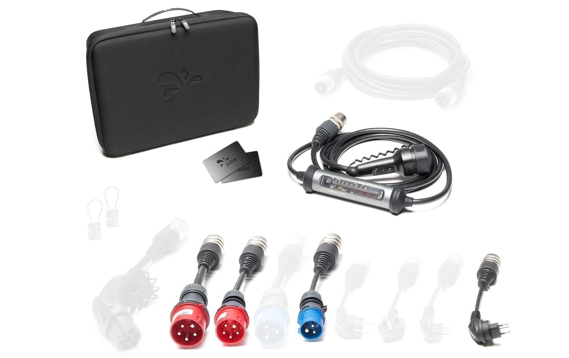 Mobile Ladestation JUICE BOOSTER 3 air Swiss Traveller Set<br>Die smarte Ladelösung für Elektrofahrzeuge für zuhause oder unterwegs