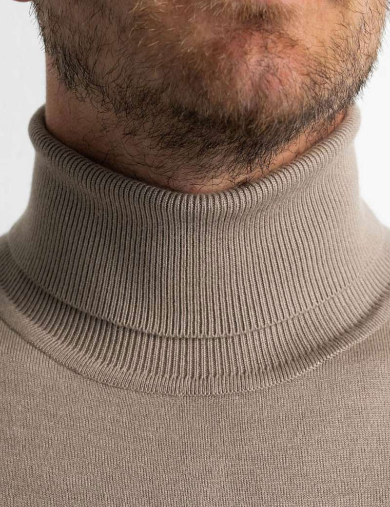 PETROL IND PULL COL ROULÉ HOMME  BEIGE