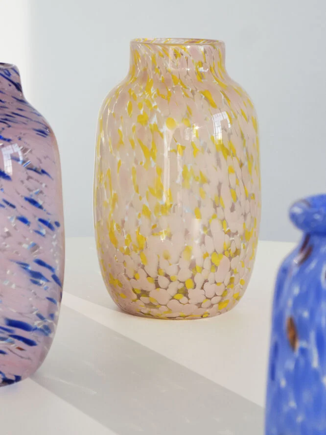 Hay Splash Vase Round-Large-Light pink Light pink and yellow