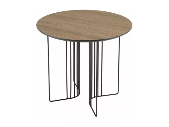 FLEUR - Table d'appoint biseautée 50x50cm mocha pieds graphiques métal