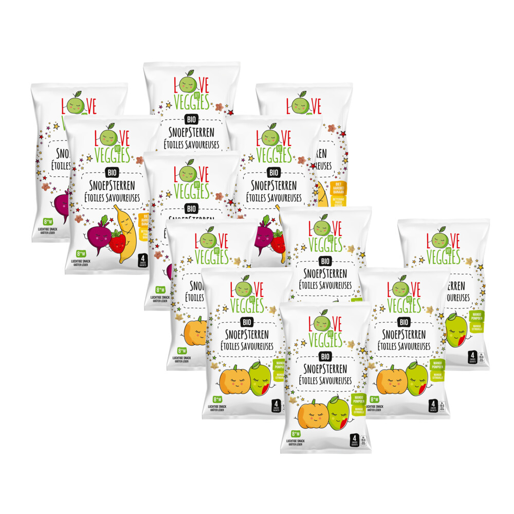 Snoepsterren - Mango pompoen 6x 4 stuks & Biet aardbei 6x 4 stuks Pakket