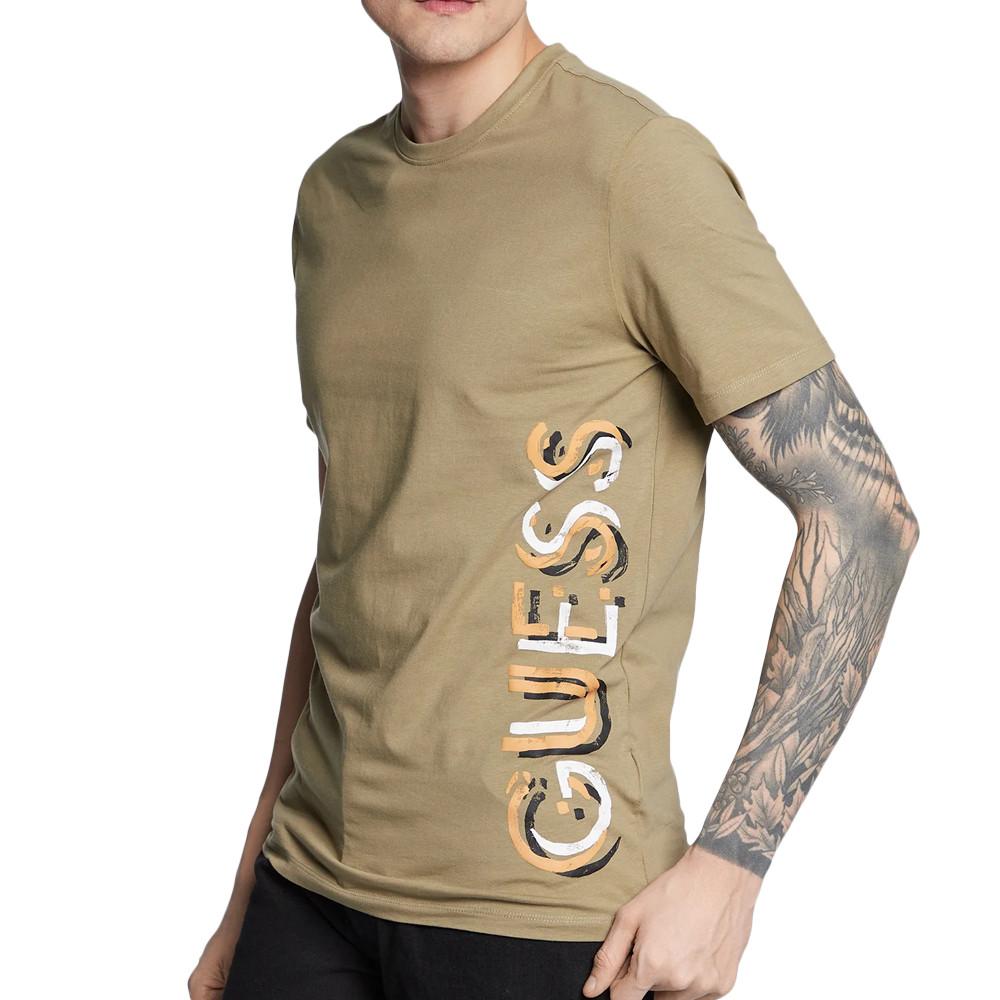 Guess T-shirt Kaki Homme Guess Vertical