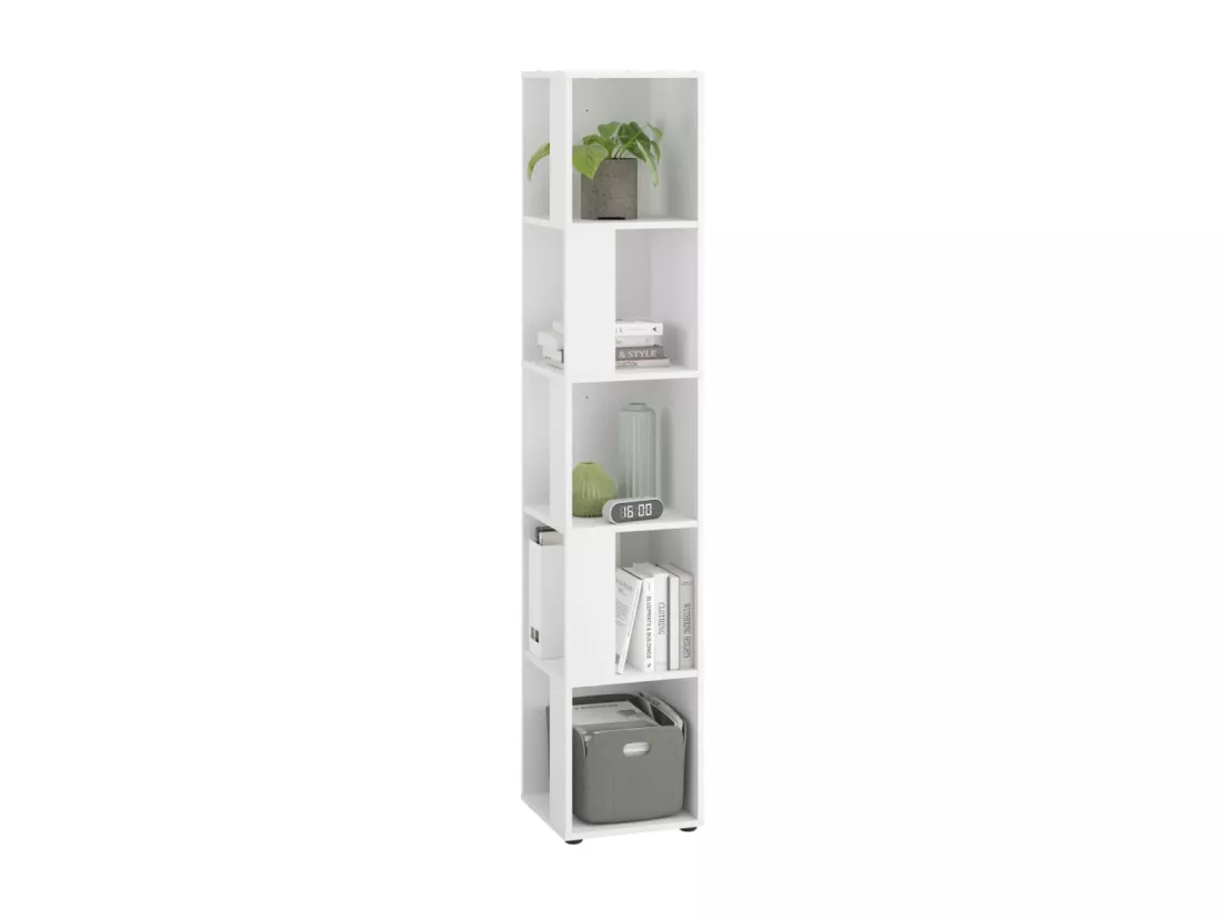 Étagère d'angle avec 10 compartiments latéraux Blanc