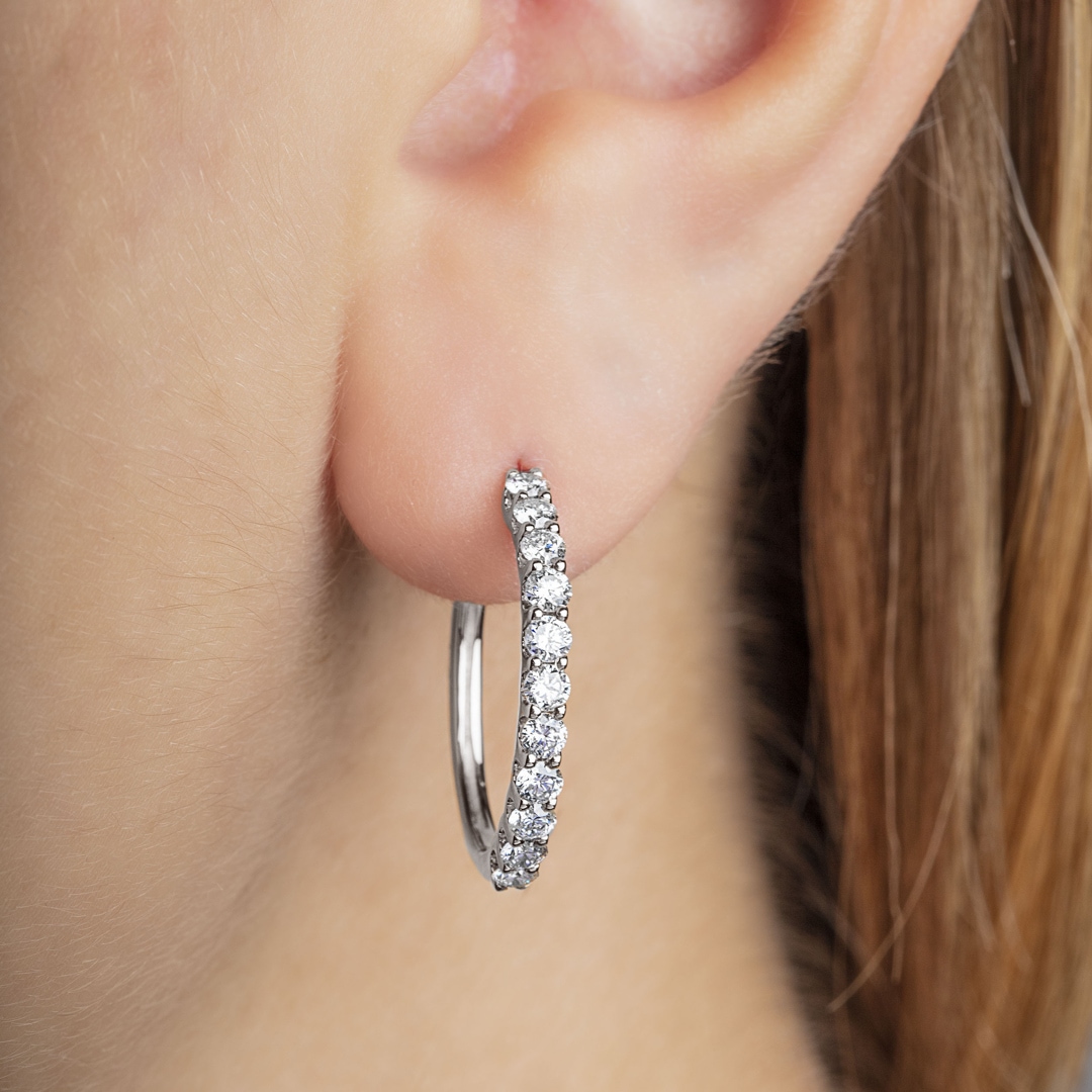 1.0 Karat Diamant-Kreolen 750/18 K Weissgold Ø 20mm