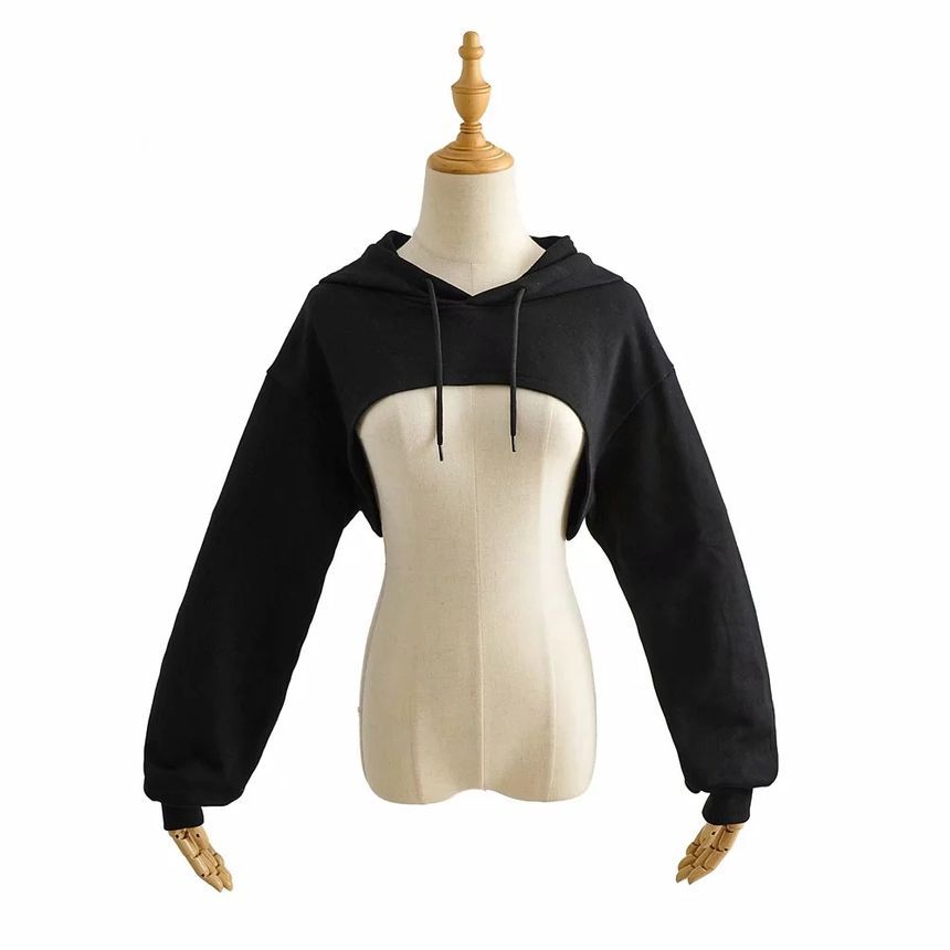 Reknovine - Lange mouwen effen cropped hoodie