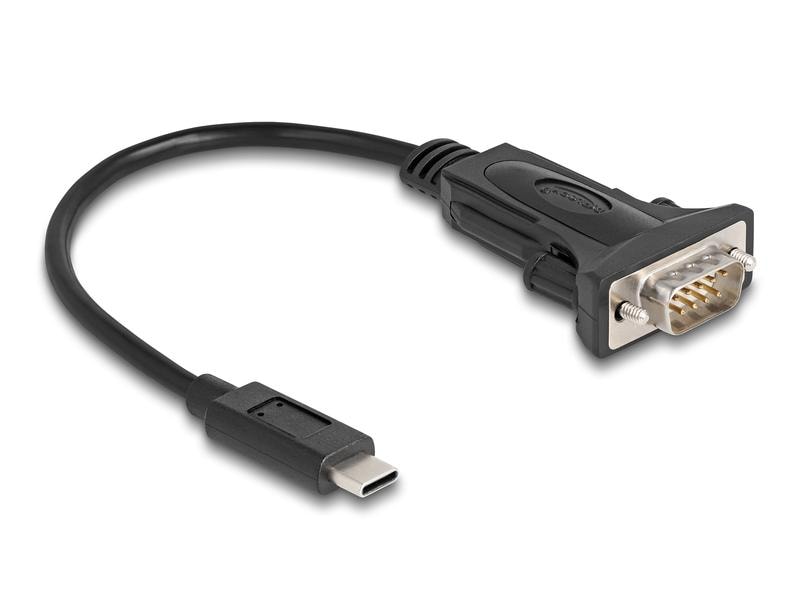 Delock Serial-Adapter USB-C – RS-232 D-Sub 9 Pin mit Schrau Delock Adapter USB Type-C zu 1 x Seriell RS-232 D-Sub 9 Pin Stecker mit Schrauben 0.25 m