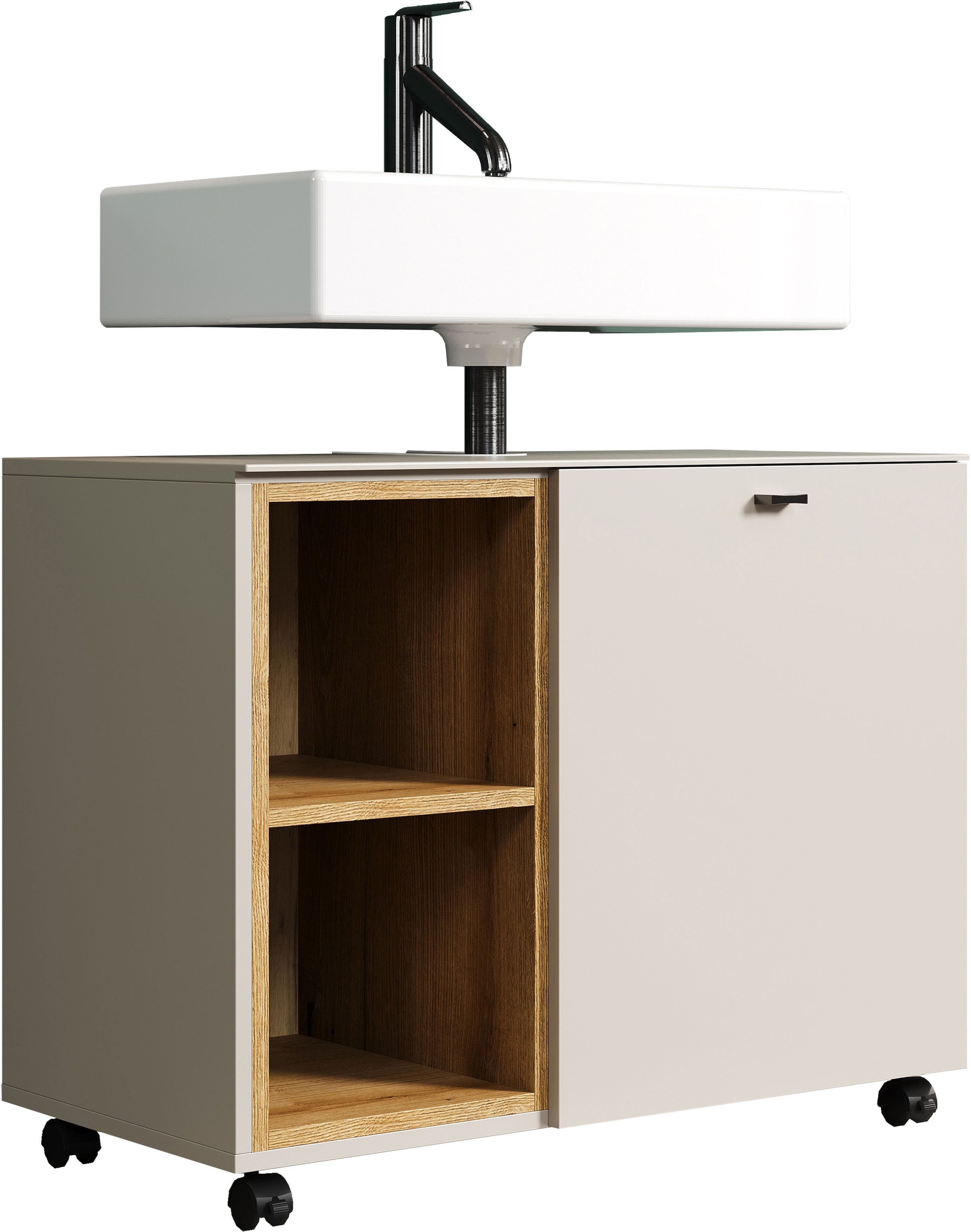 welltime Waschbeckenunterschrank »San Pedro« 1 Stk. tlg. Waschbeckenunterschrank a. Rollen, Soft-Close 80/42/64 cm