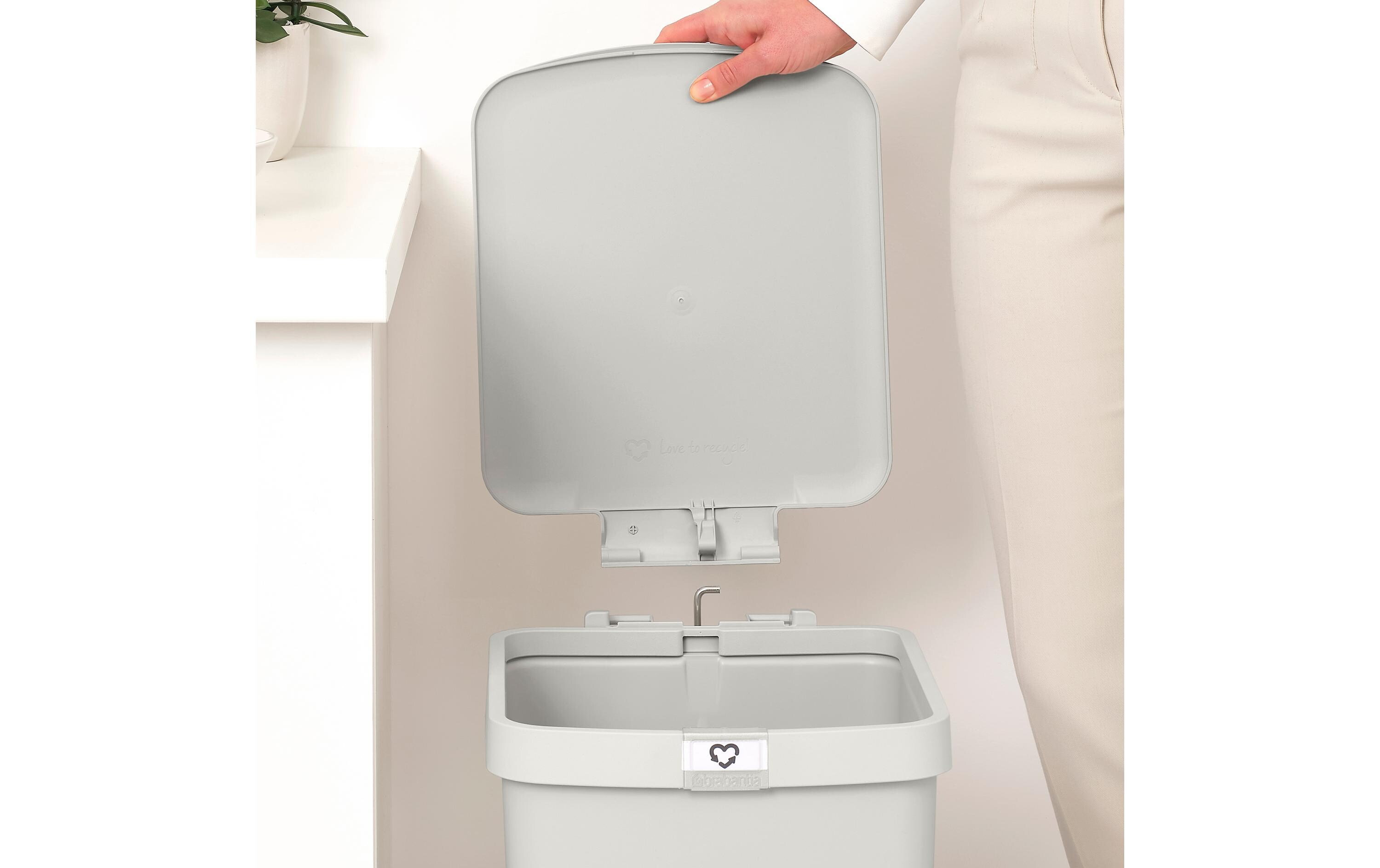 Recyclingbehälter StepUp 25 l, HellgrauTreteimer für Recyclingmaterialien