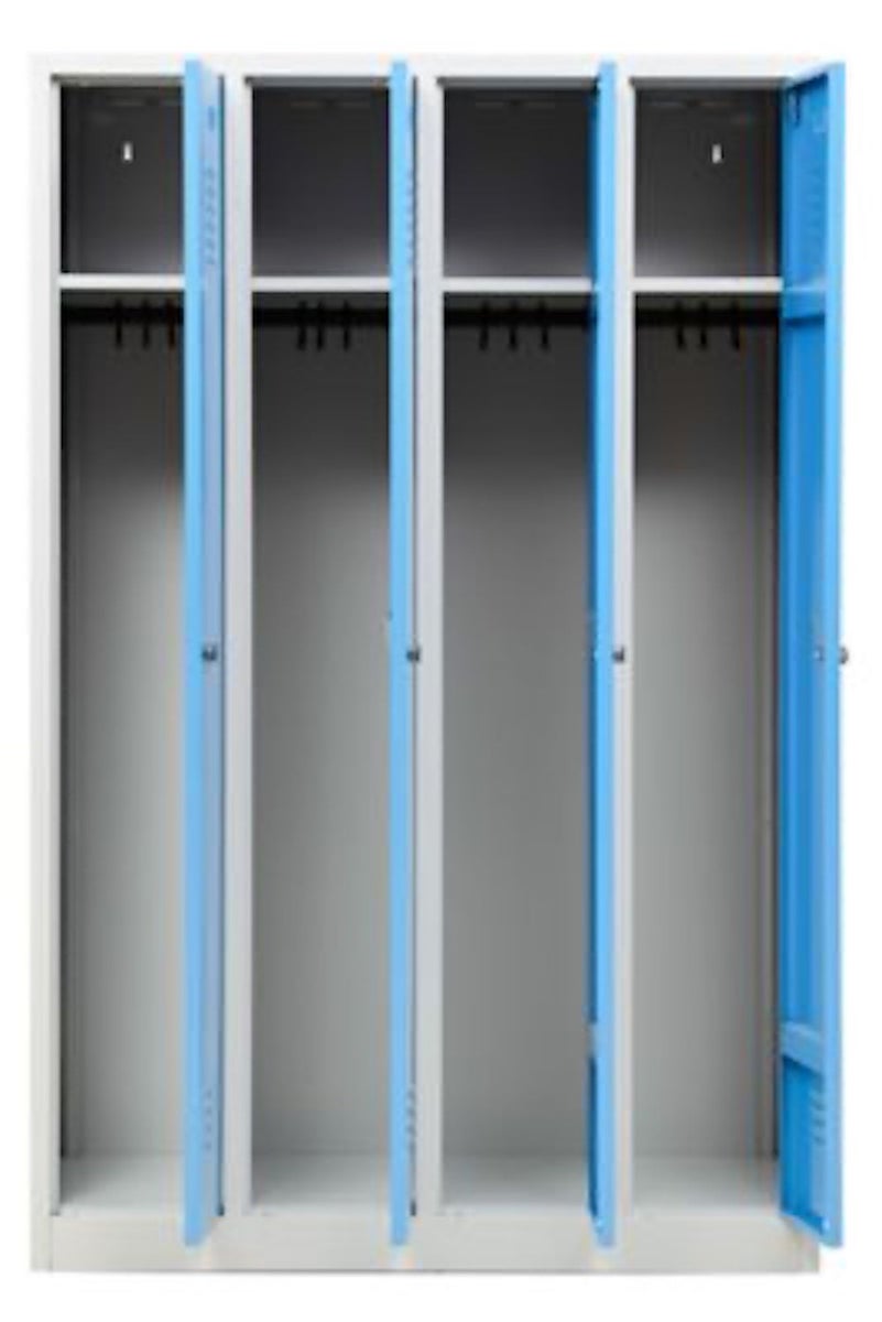 PROREGAL Garderobekast Camel 4 Compartimenten HxBxD 180 x 117 x 50 cm Hangslot Grijs-Lichtblauw