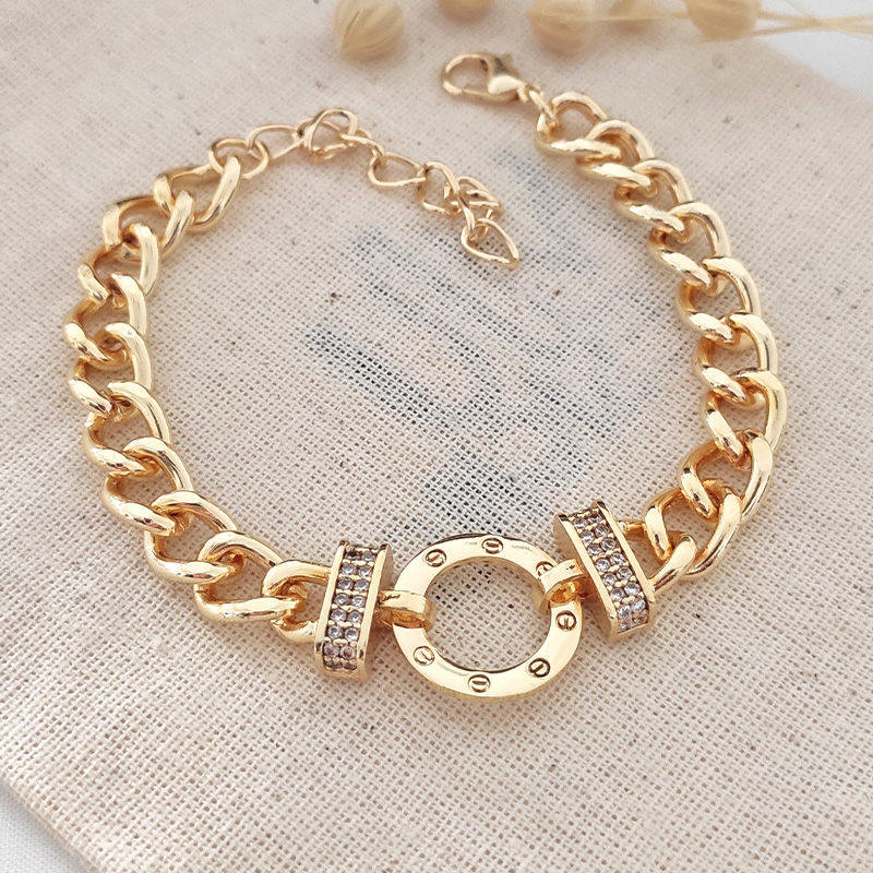 Bracelet - Laiton plaqué or & zircons