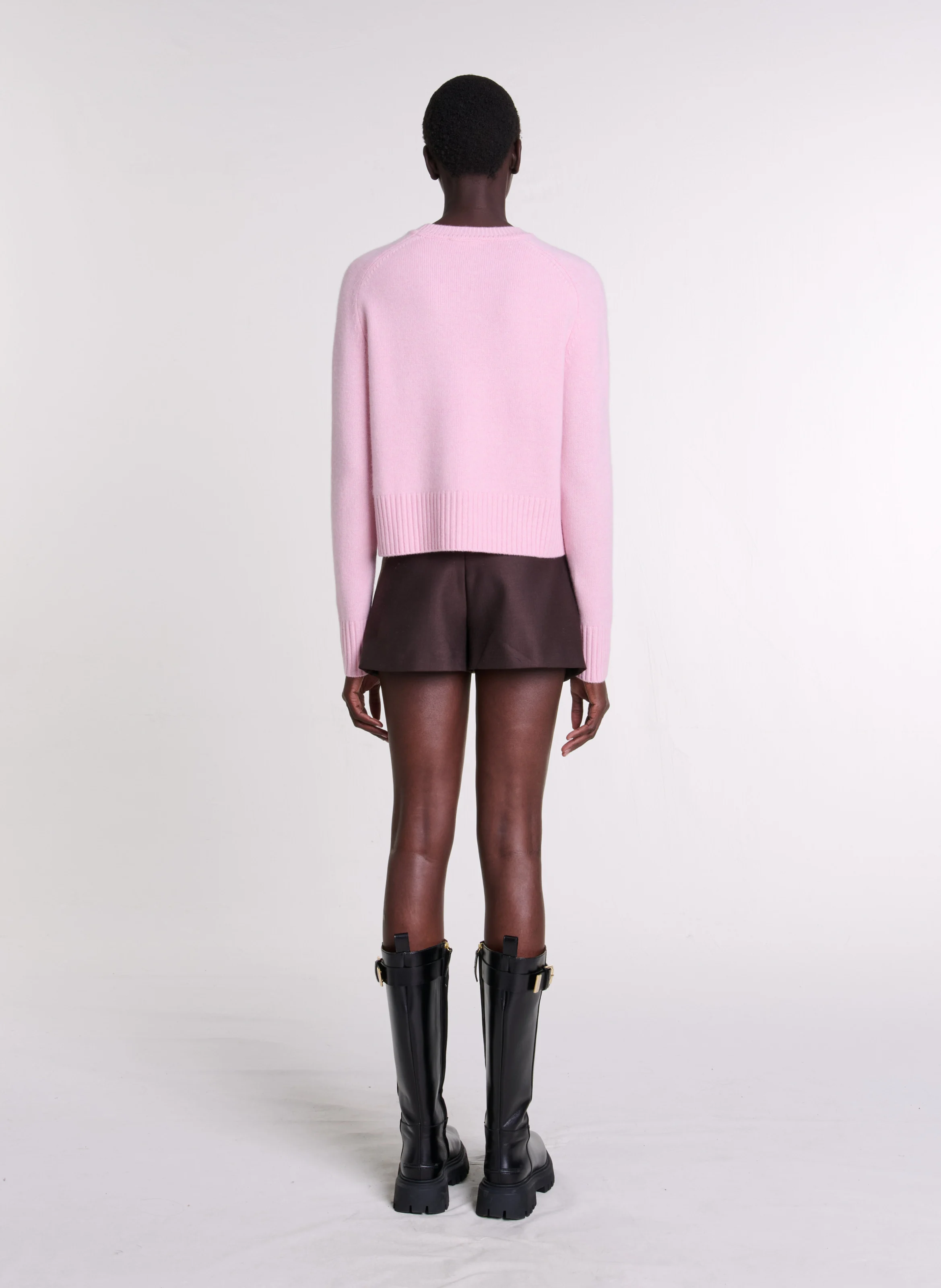 Pull col rond en cachemire mélangé | Rose