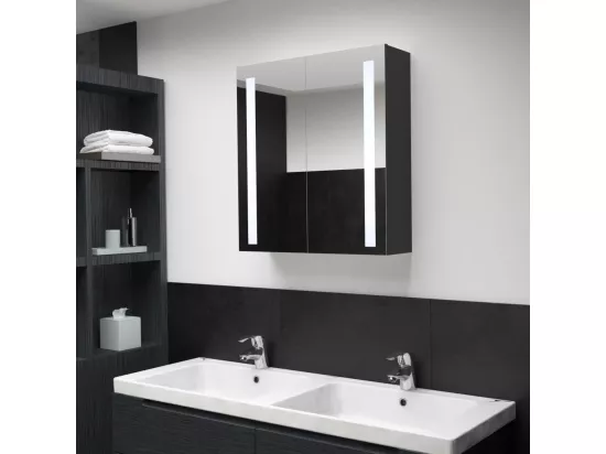 Armoire de salle de bain à miroir LED 62x14x60 cm