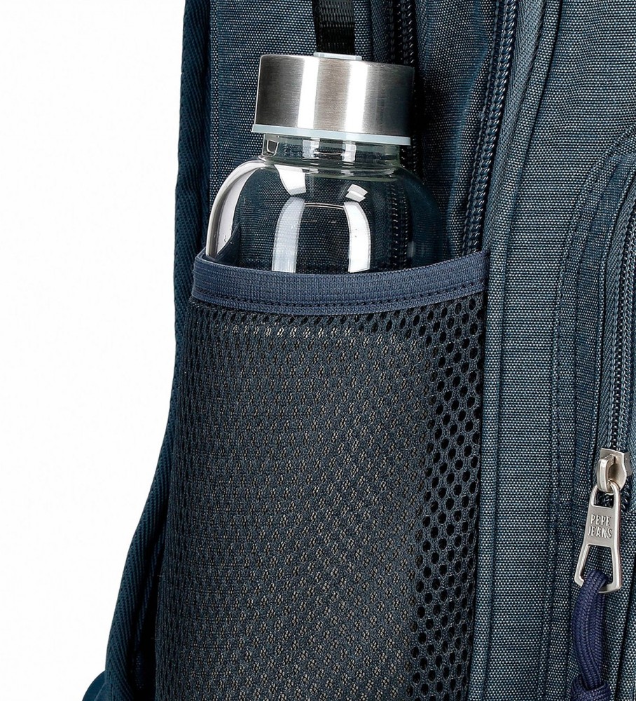 Mochila Pepe Jeans Kay de 40 cm com dois compartimentos, azul escuro.