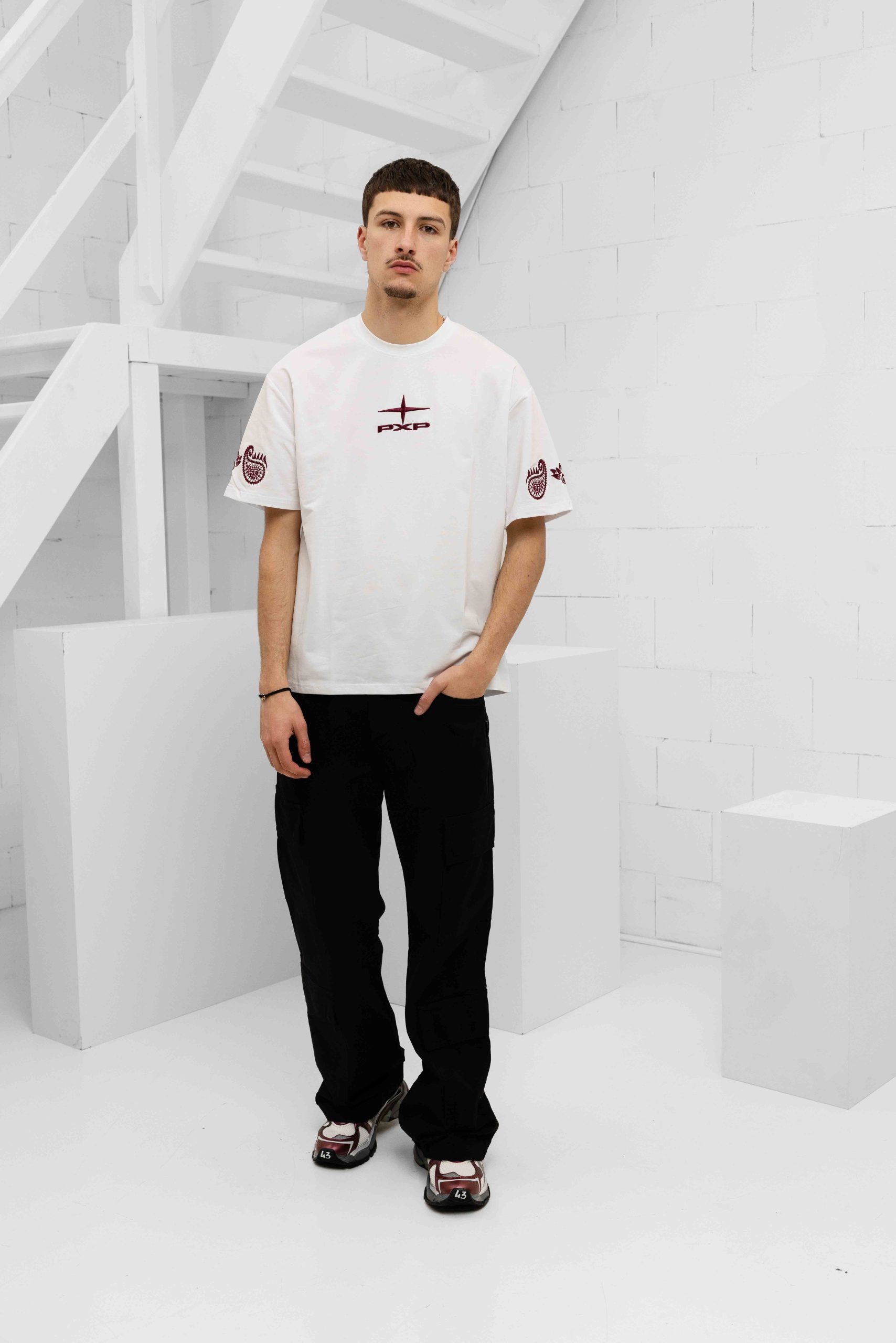 Project X Paris Embroidered T-Shirt Heren Gebroken Wit