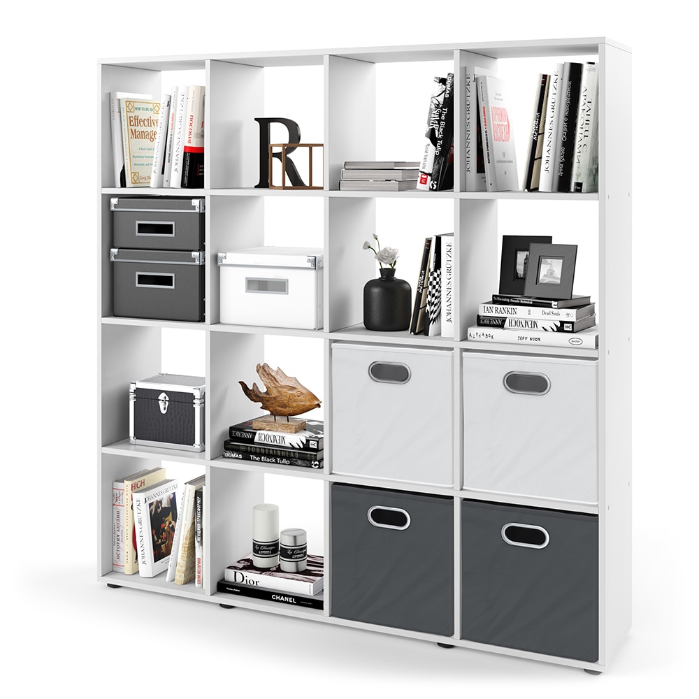 Vicco Raumteiler Bücherregal Standregal Aktenregal Regal 16 Fächer Weiß
