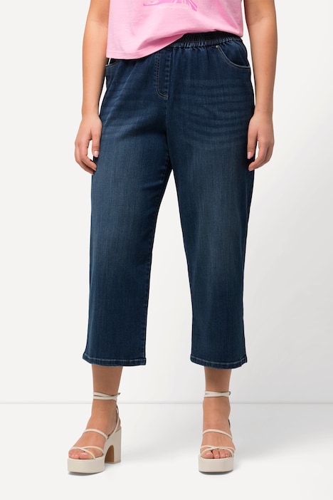 Lyocell-Culotte Rose, weites Bein, Elastikbund, Jeansoptik