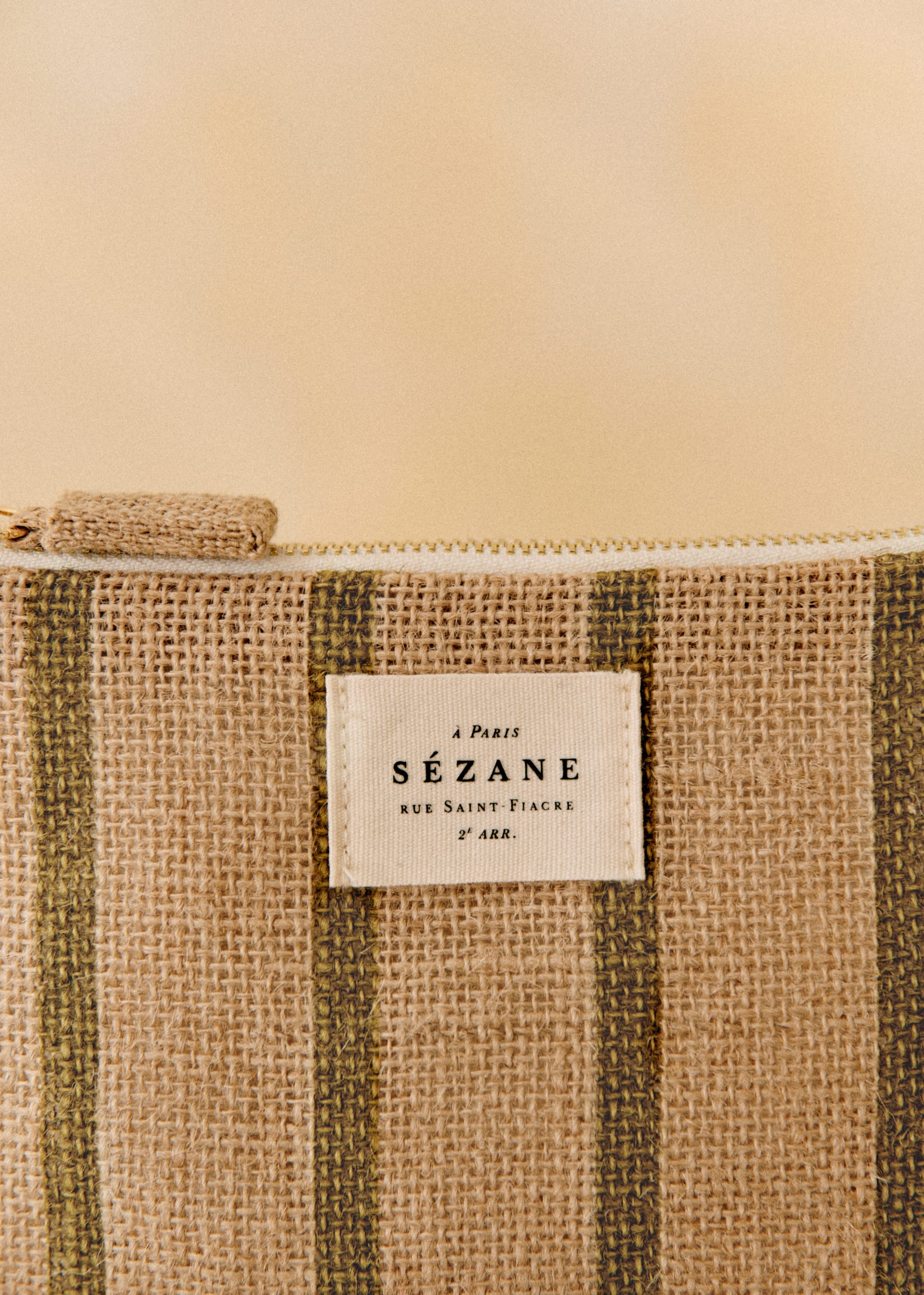 Petite Pochette Plate Jute - Rayures kaki - LES COMPOSANTES/DÉCOUVRIR 5906730