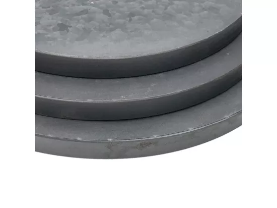 Set de 3 plateaux en zinc gris d.30.5-35.5-40.5 cm