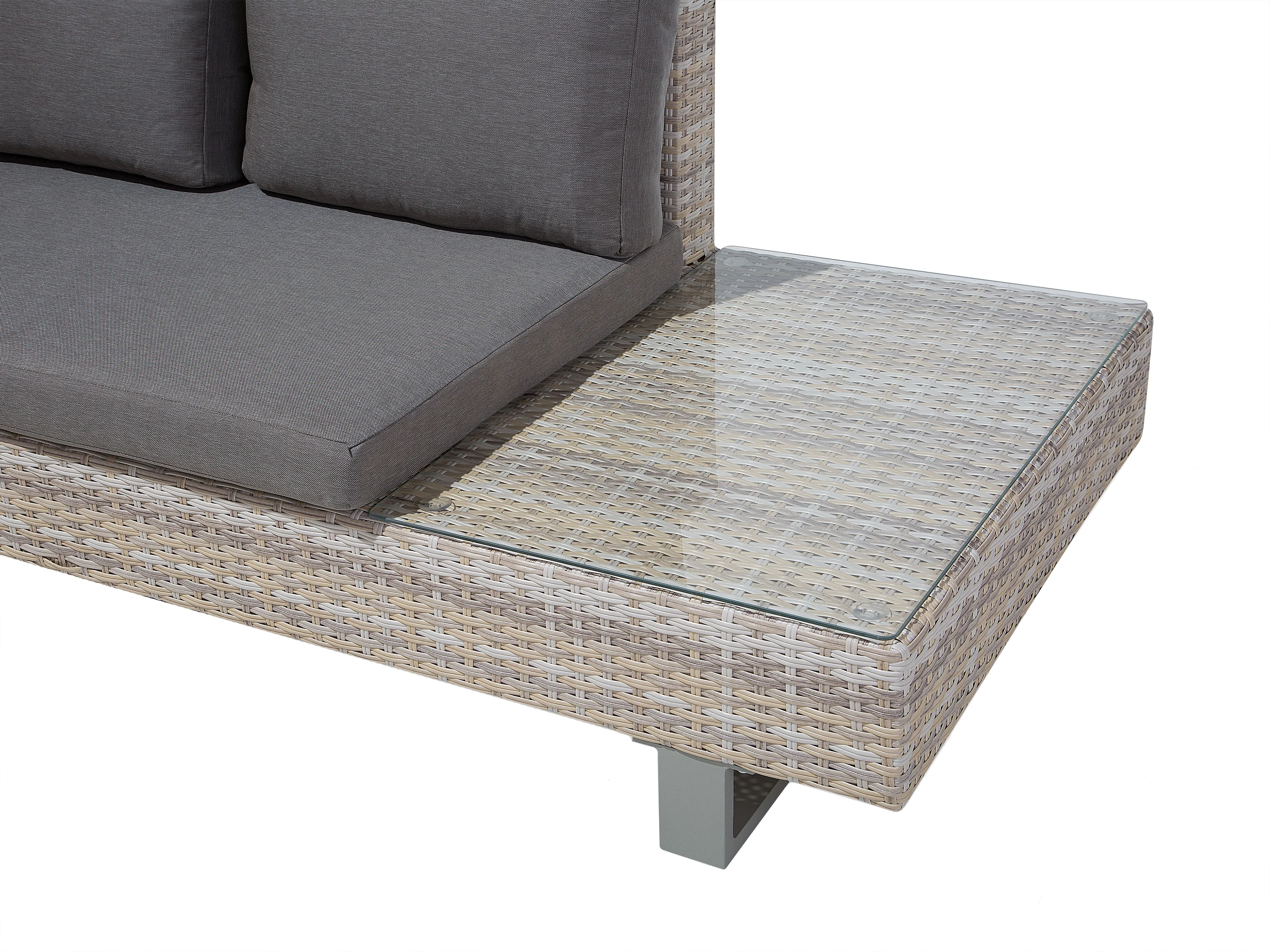 Tuin hoekloungeset met tafel 5-zits LANCIANO rechtszijdig PE rotan Grijs