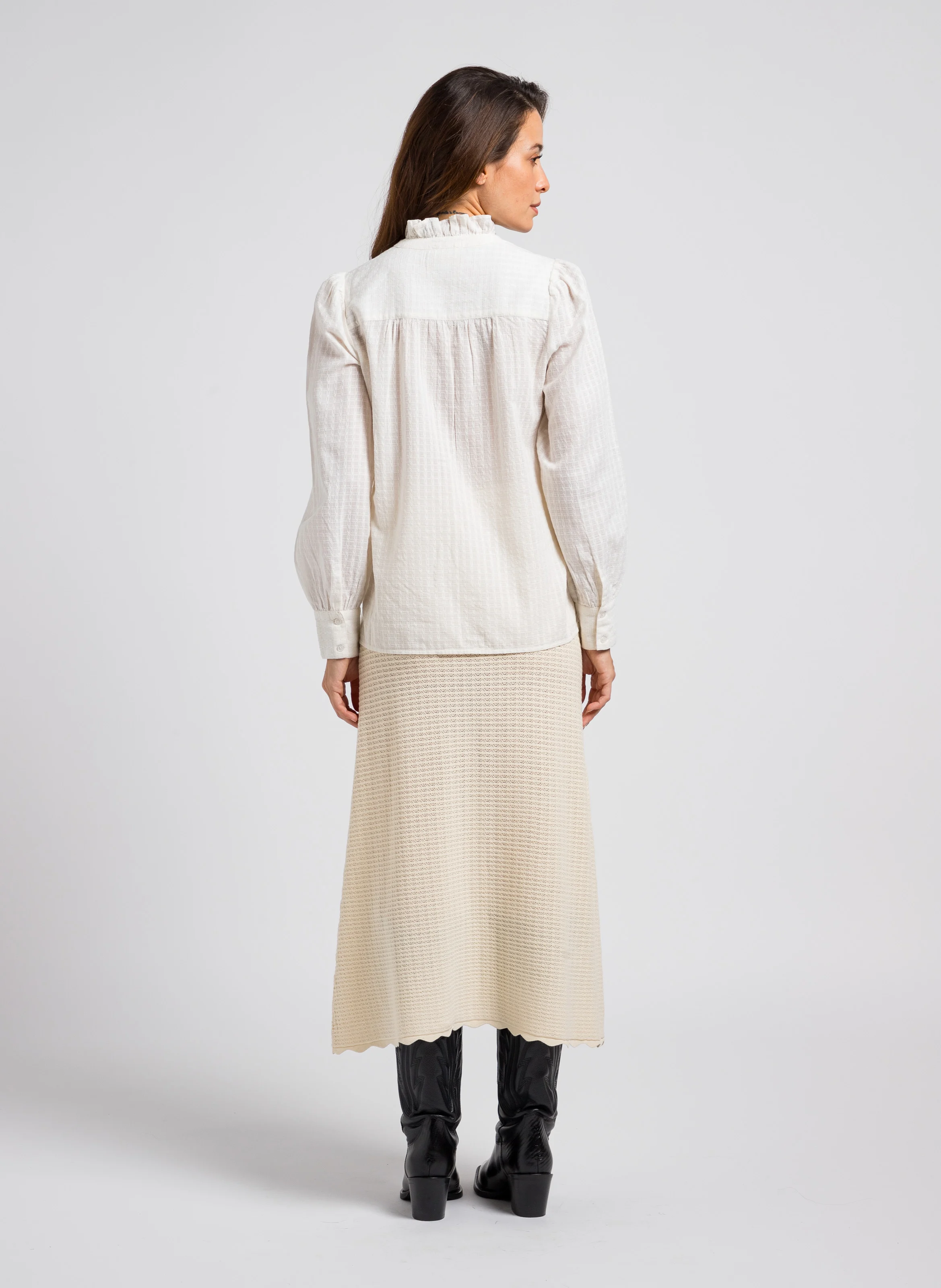 TABATHA - Chemise à carreaux en coton | Blanc