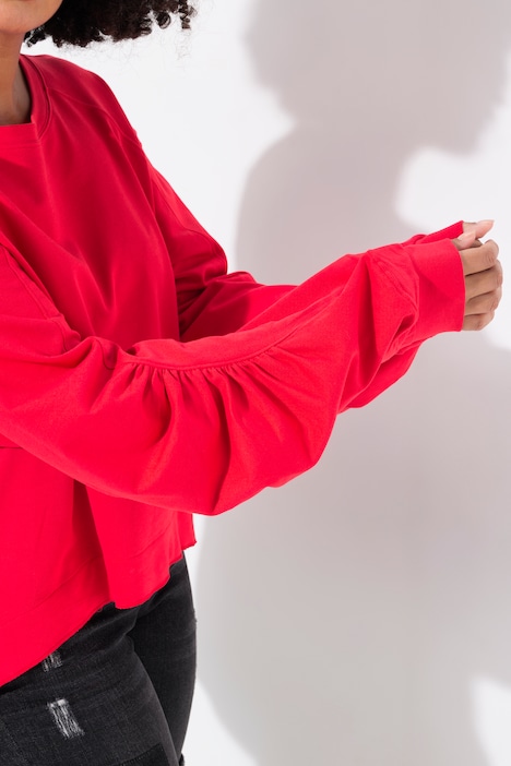 Sweatshirt, A-Linie, geraffter Raglan-Langarm