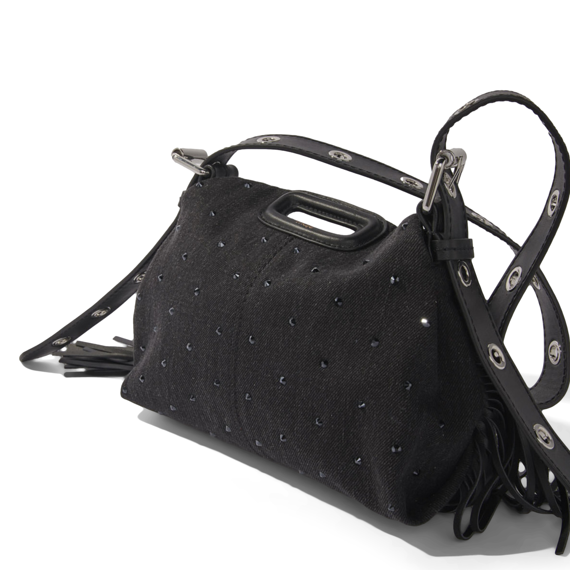MISS M MINI - Sac mini en denim à strass | Noir