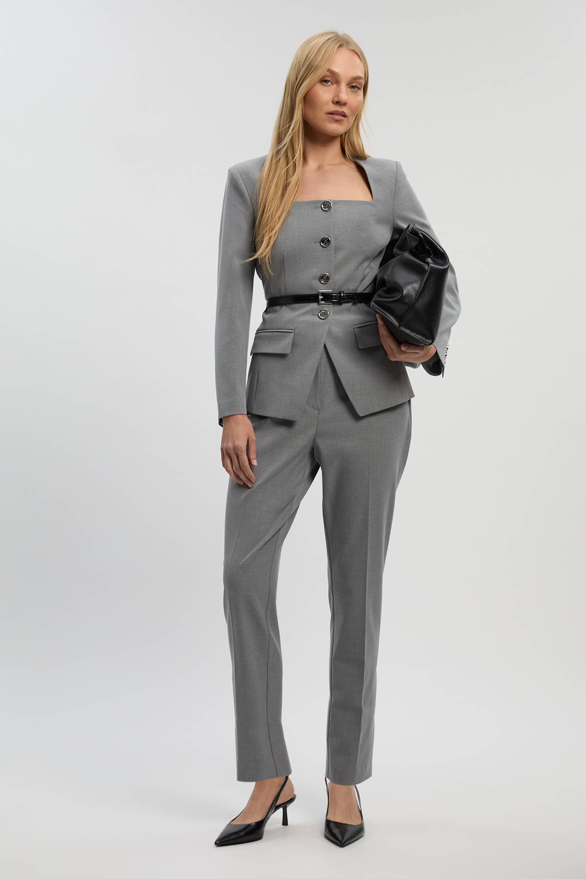 KarenMillen Pantalon Petite Tailleur Chiné Coupe Ajustée