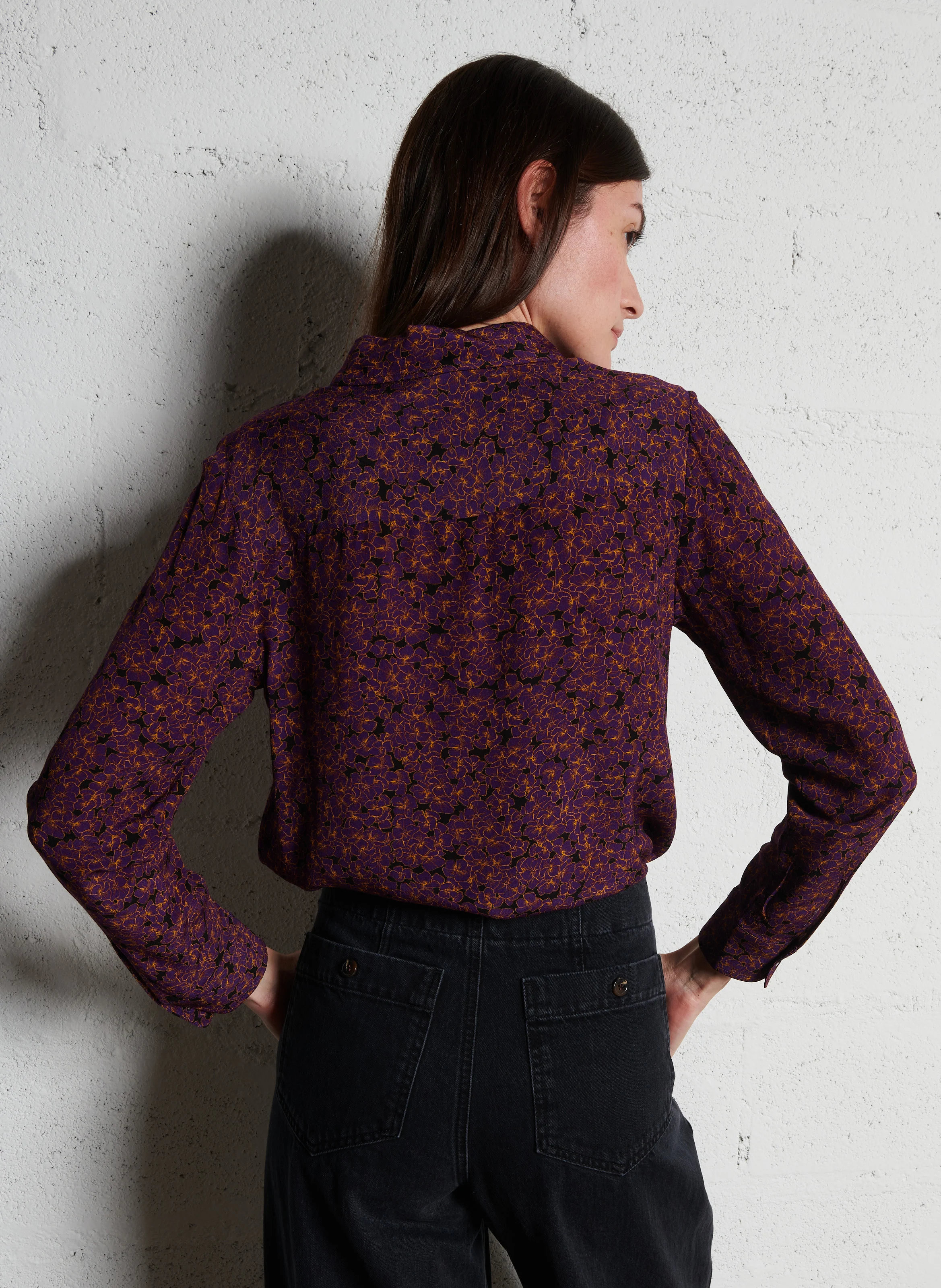 AZALEA - Chemise col classique imprimé fleuri | Violet