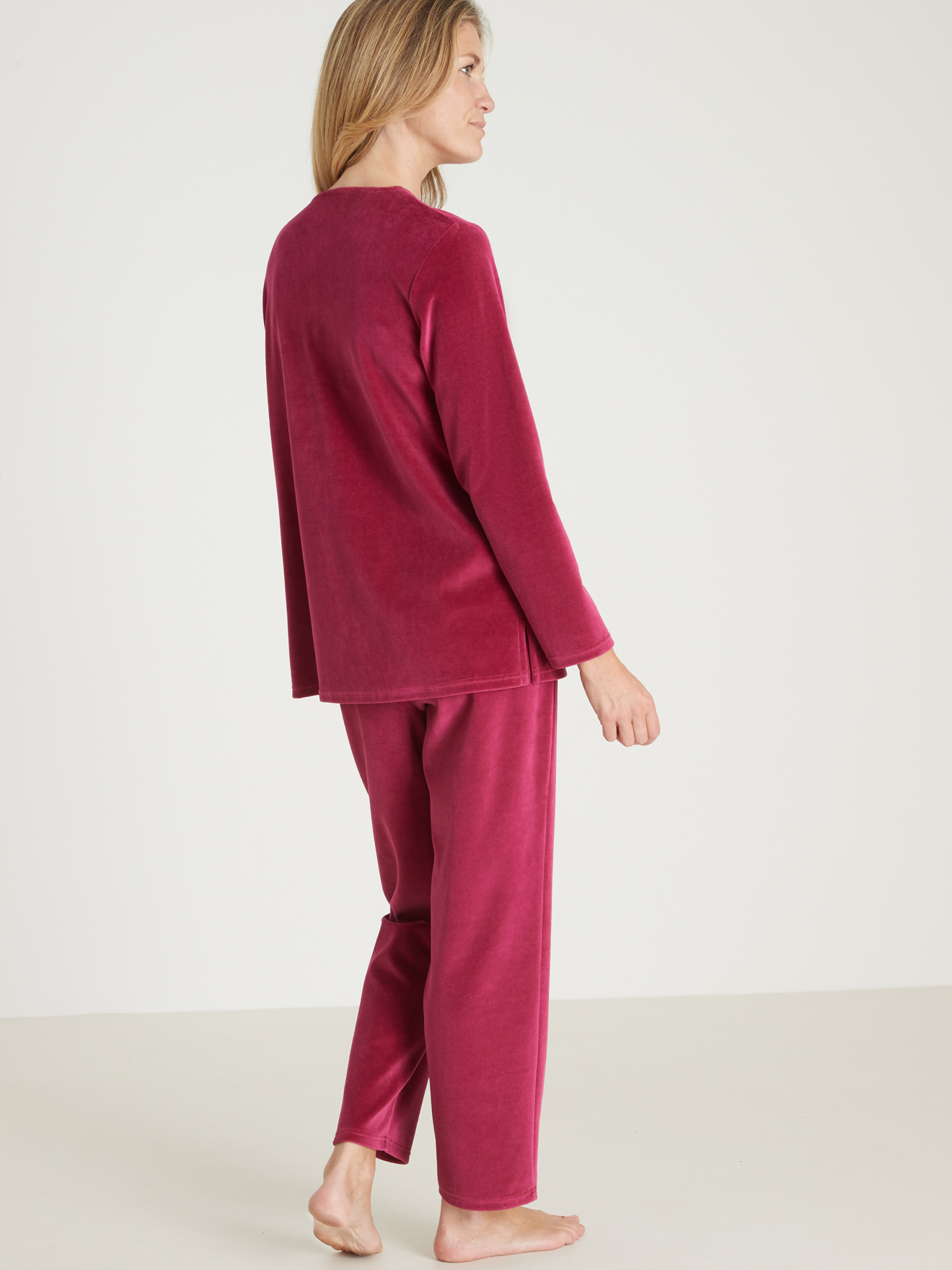 Pyjama manches longues en maille velours