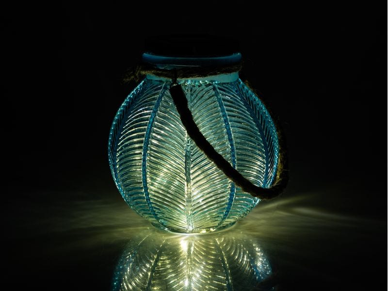 COCON Solar-Gartenleuchte, Blau LED-Glaskugel