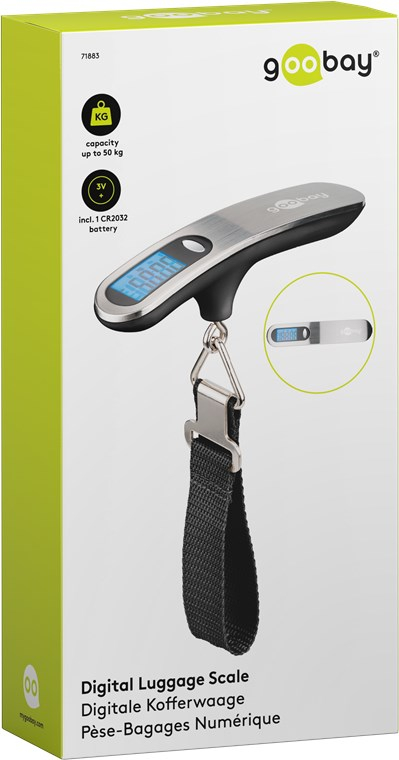 Digitale Reise Kofferwaage Gepäck Handwaage mit LCD-Anzeige bis 50kg Gewicht (71883) - Silber / Schwarz