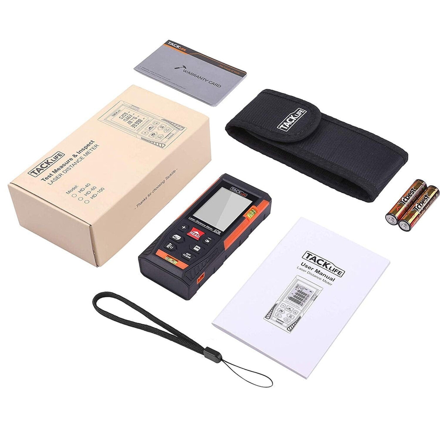 Tacklife HD-60, Classic Laser Messung 196Ft M/In/Ft Stummer Laser Entfernungsmesser